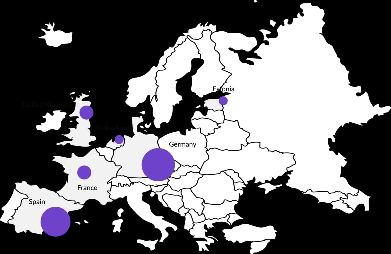 Map that shows where are the companies that QOSQO IT supports.